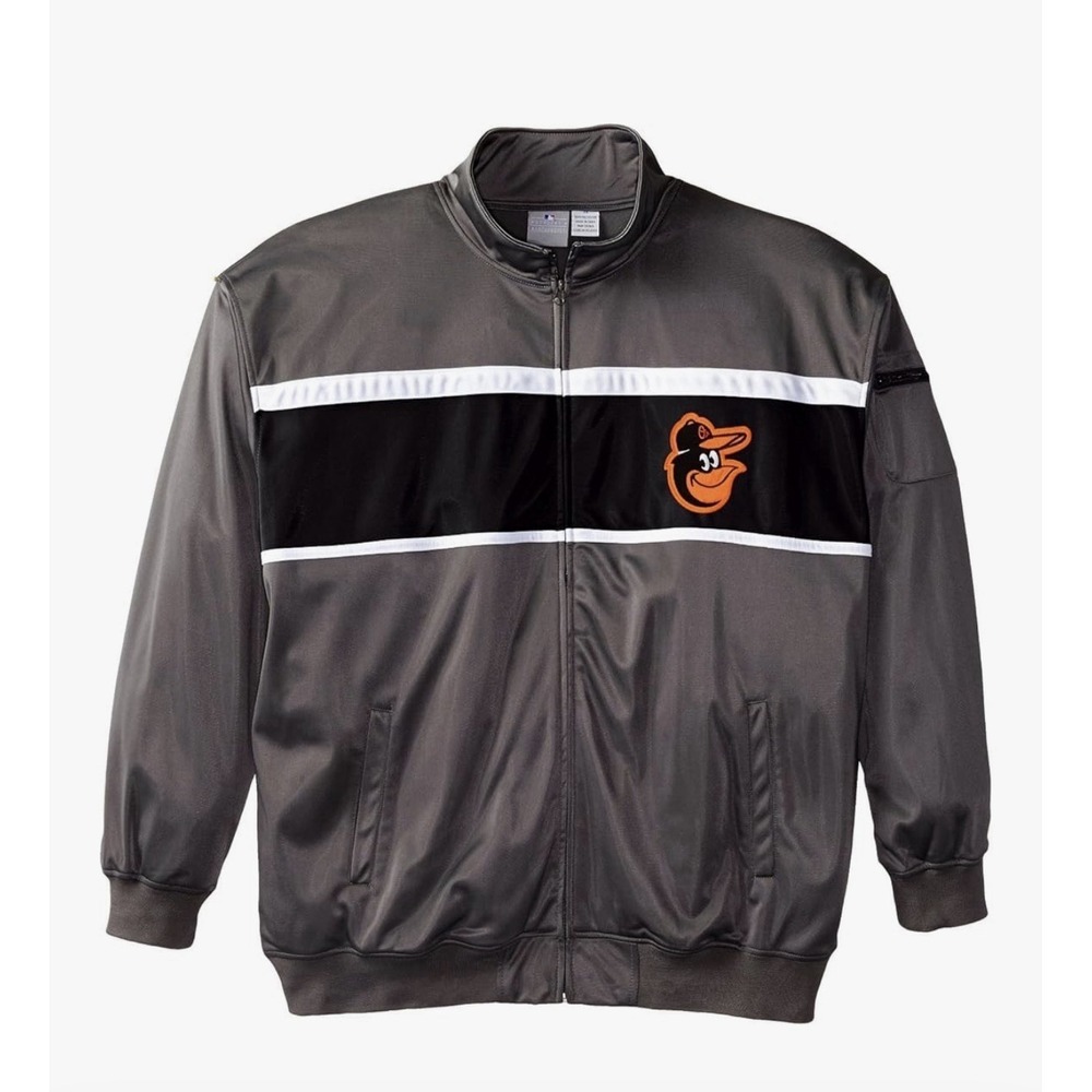 Brand New MLB Baltimore Orioles Classic Grey Track Jacket Size XXL Tall Majestic